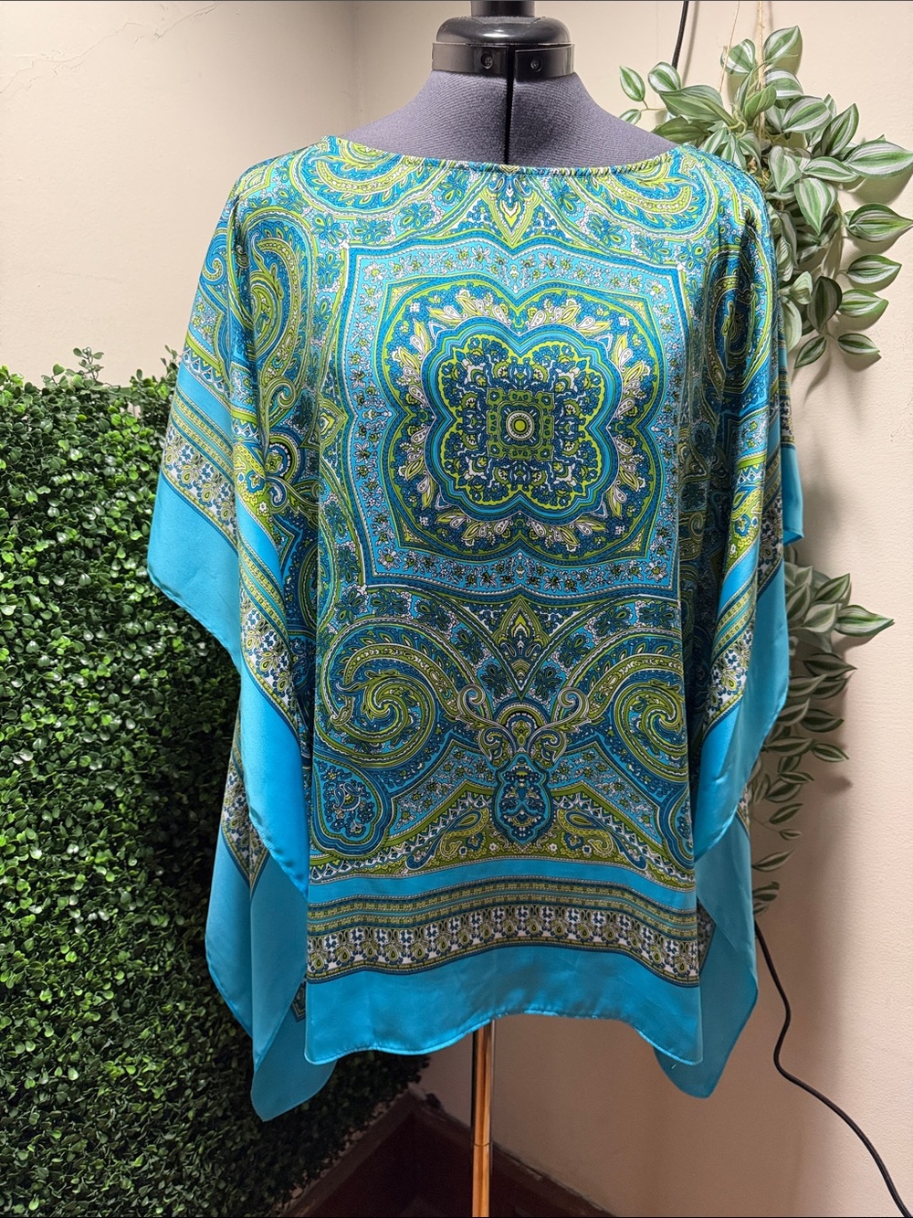 MICHAEL Michael Kors Turquoise and Green Paisley Tunic Top